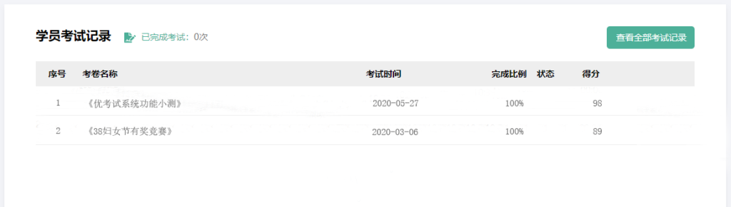 學(xué)員考試記錄
